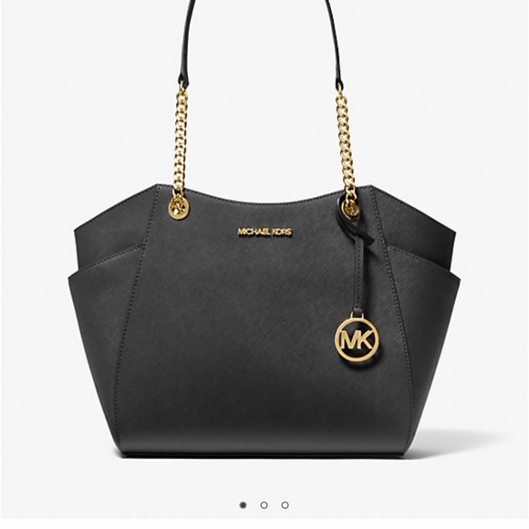 MICHAEL KORS LG CHAIN SHOULDER TOTE BLACK - Picture 9 of 16